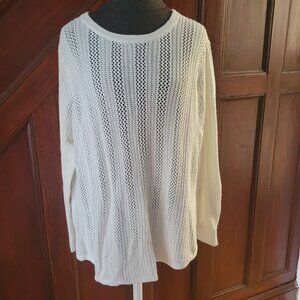 Avon Womens White Textured Knit Sweater 1x with Button Details